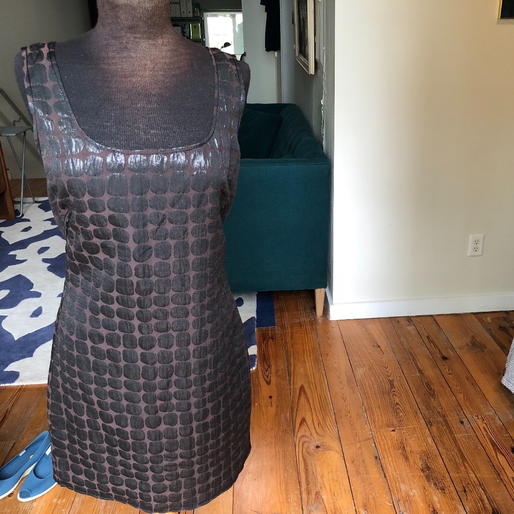 MSSP Shift Dress w/ Brown Shimmer Animal Print, L